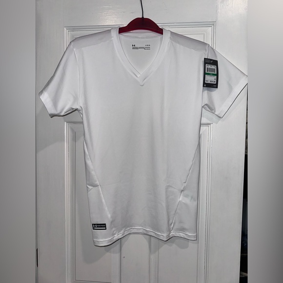 NWT Under Armour Men's V-neck Compression Short-sleeve T-shirt, White, Size L - Picture 6 of 13
